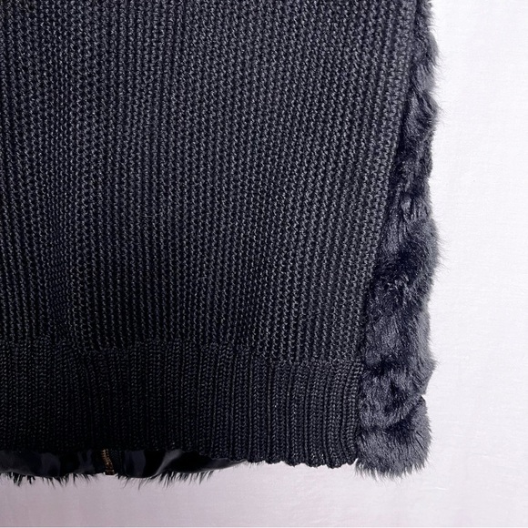 Maurices | Black Faux Fur Thermal Knit Zip Front Cinched Waist Vest, Medium - Picture 7 of 10